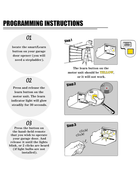 Control Remoto para Puerta de Garaje LAWOHO Amarillo 1 Botón