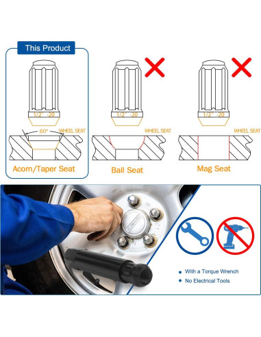 Tuercas de Llantas GAsupply Negras 1/2-20 35mm 6 Puntas Tuner