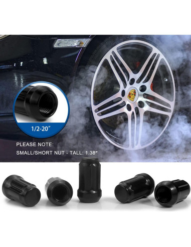 Tuercas de Llantas GAsupply Negras 1/2-20 35mm 6 Puntas Tuner
