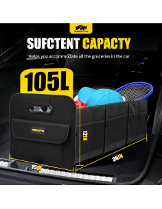 Organizador de Maletero MIKKUPPA 105L Plegable Negro 2