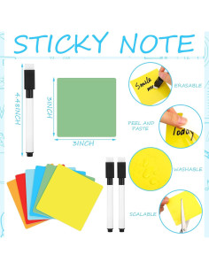 Notas Adhesivas Borrables Crtiin 24 Pack 7.62x7.62cm Colorido 2