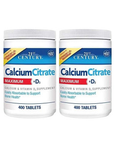 Tabletas de Citrato de Calcio Plus D3 21st Century 400 Unidades