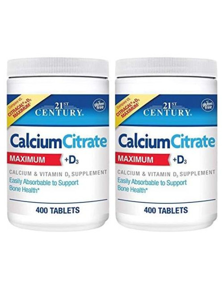 Tabletas de Citrato de Calcio Plus D3 21st Century 400 Unidades