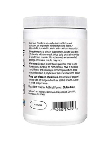 Tabletas de Citrato de Calcio Plus D3 21st Century 400 Unidades