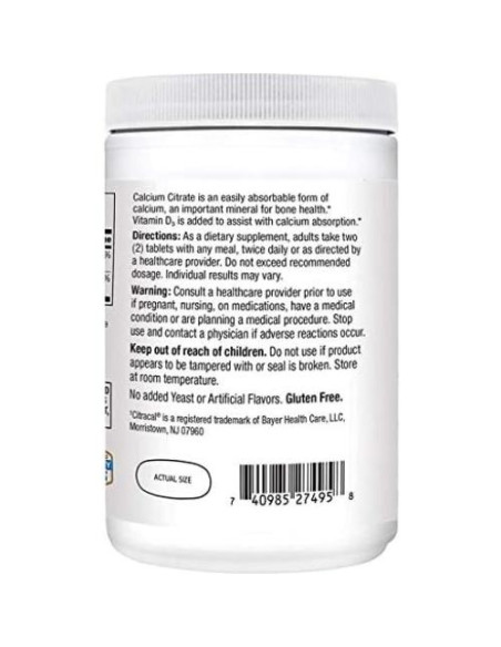 Tabletas de Citrato de Calcio Plus D3 21st Century 400 Unidades