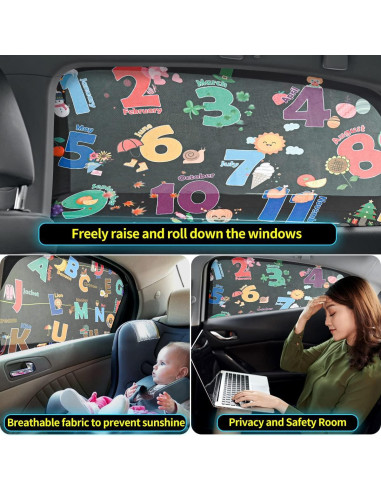 Sombrillas para Ventanas de Auto MOVINPE - Paquete de 2, Protección UV