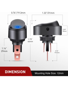 Interruptor Rocker LED Nilight 5Pcs 12V Azul 30A SPST 2