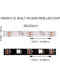 Tira LED WS2812B 5M 150LEDs RGB SMD 5050 No Impermeable 2