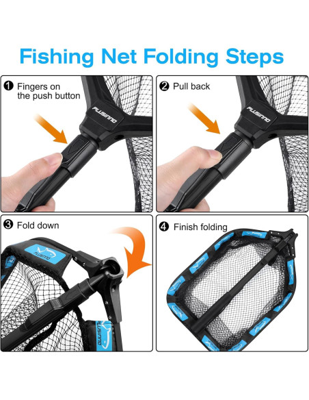 Red de Pesca Flotante PLUSINNO 30 cm Azul Plegable y Ligera