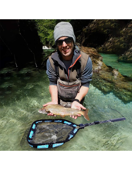 Red de Pesca Flotante PLUSINNO 30 cm Azul Plegable y Ligera