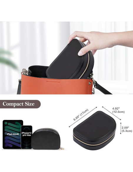 Caja de Joyería ProCase Mediana de Viaje en Cuero PU Negro