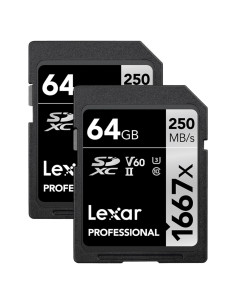 Lexar 64GB (2-Pack) Tarjeta SDXC UHS-II 250MB/s Full HD 4K