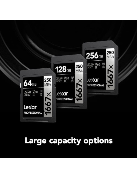 Lexar 64GB (2-Pack) Tarjeta SDXC UHS-II 250MB/s Full HD 4K