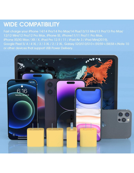 Cargador Rápido USB C 20W iGENJUN 4 Pack Adaptador Pared