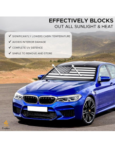 Sombra Solar EcoNour para Parabrisas Mediana - Bandera Americana B&W 2