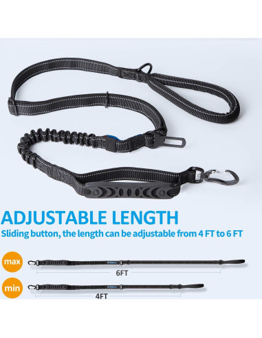 Correa Multifuncional IOKHEIRA para Perros Grandes y Medianos Ajustable 1.22-1.83m