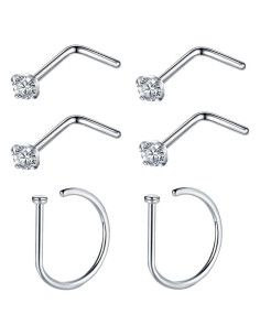 Anillos de Nariz VOJO G23 Titanio 20G con Diamante - Hipoalergénicos