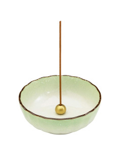 Soporte de Incienso Cerámica Asayu Japonés Loto Verde Claro 10.5cm