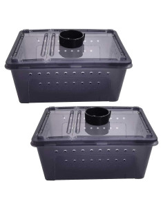 Caja de Alimentación para Reptiles Kathson 26x18cm 2PCS Negra