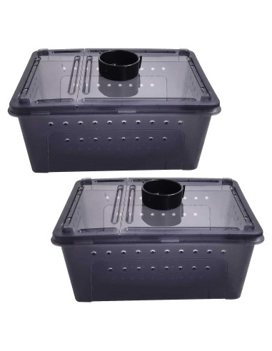 Caja de Alimentación para Reptiles Kathson 26x18cm 2PCS Negra