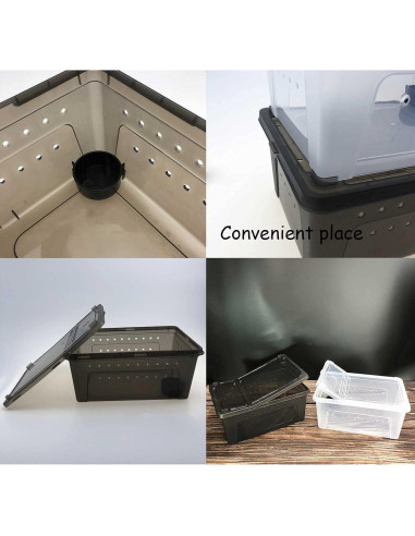 Caja de Alimentación para Reptiles Kathson 26x18cm 2PCS Negra