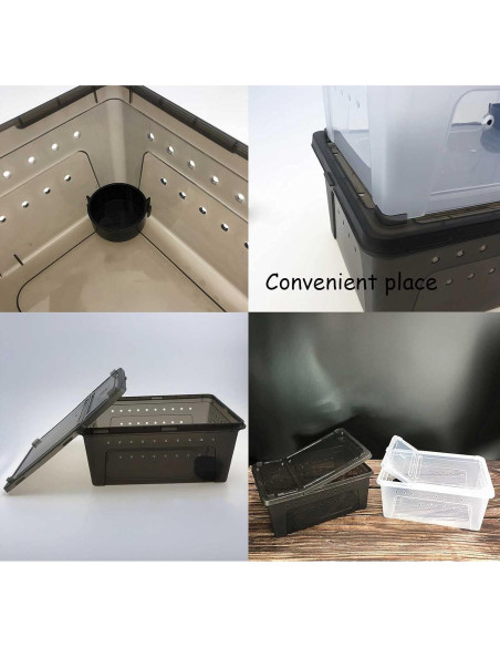 Caja de Alimentación para Reptiles Kathson 26x18cm 2PCS Negra