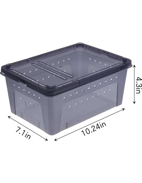 Caja de Alimentación para Reptiles Kathson 26x18cm 2PCS Negra