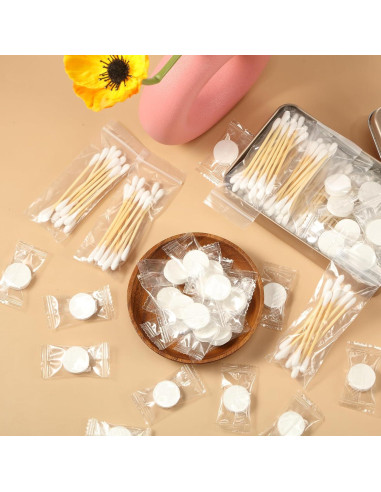 500 Hisopos de Algodón y 100 Toallas Comprimidas Viaje