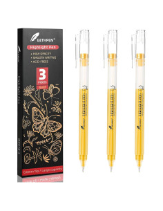 Bolígrafos de Gel Dorados GETHPEN 0.6mm Paquete de 3