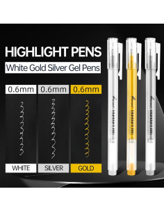 Bolígrafos de Gel Dorados GETHPEN 0.6mm Paquete de 3 2