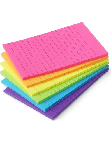 Notas Adhesivas Rayadas Early Buy 10x15 cm 6 Colores Brillantes