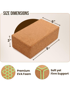 Bloque de Yoga de Corcho MHW - VIVE BIEN 23x15x7.6 cm Ecológico 2