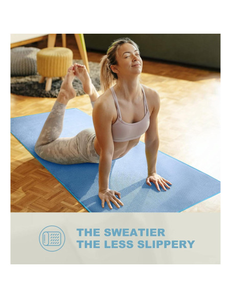 Toalla de Yoga Heathyoga Antideslizante 183x66cm Microfibra Azul Toalla de Yoga Heathyoga Antideslizante 183x66cm Microfibra Azul