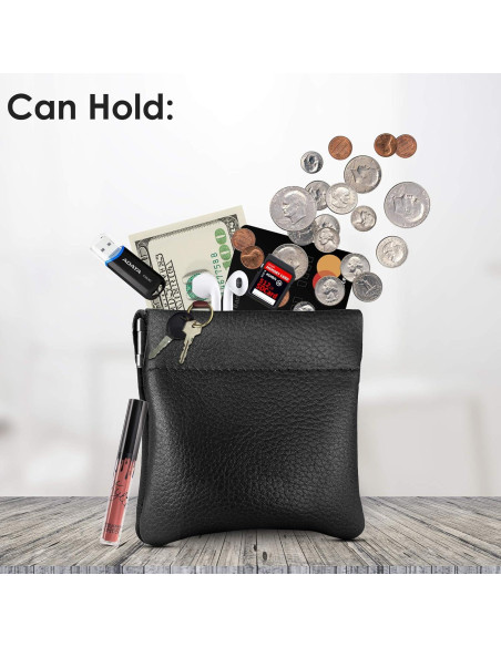 Monedero de Cuero Nabob Squeeze Pouch Negro 8.89x8.89 cm