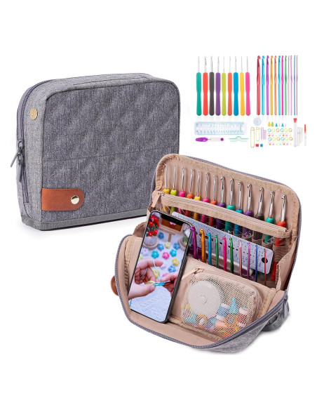 Juego de Ganchillos MYBAGZING 82 Piezas con Estuche Ergonómico