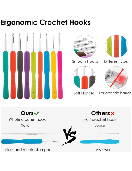 Juego de Ganchillos MYBAGZING 82 Piezas con Estuche Ergonómico