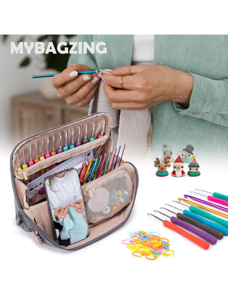Juego de Ganchillos MYBAGZING 82 Piezas con Estuche Ergonómico