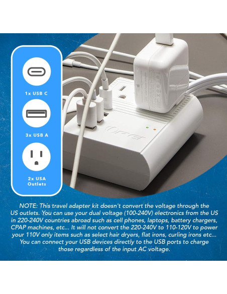Adaptador de Enchufe de Viaje OREI M8 Max 3 USB 18W USB-C