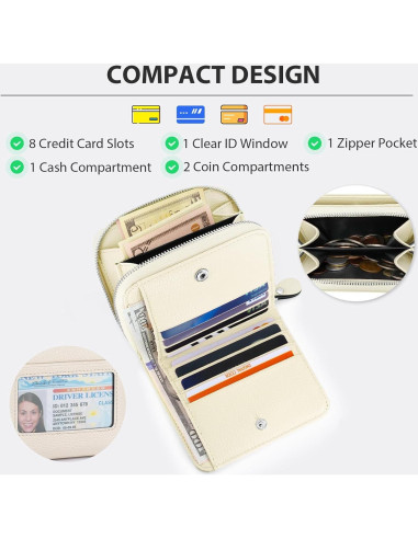 Billetera Pequeña Mujer XINNSTAR Cuero Genuino RFID 11x9 cm