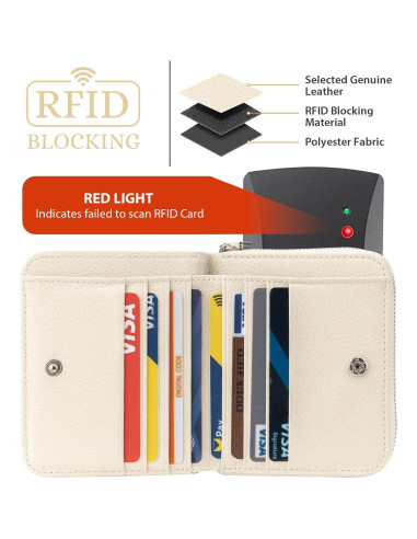 Billetera Pequeña Mujer XINNSTAR Cuero Genuino RFID 11x9 cm