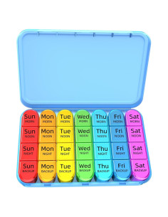 Organizador Semanal de Pastillas Odaro 4 Veces al Día - Estuche Azul