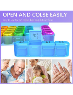 Organizador Semanal de Pastillas Odaro 4 Veces al Día - Estuche Azul 2