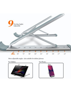 Soporte Plegable para Laptop SuperMarons N6 Aluminio Plata 2