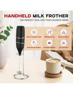 Batidor de Leche HOMEXUP 14,000 RPM Negro con Soporte 2