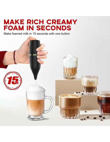 Batidor de Leche HOMEXUP 14,000 RPM Negro con Soporte