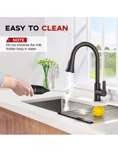 Batidor de Leche HOMEXUP 14,000 RPM Negro con Soporte