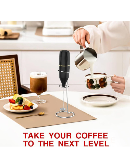 Batidor de Leche HOMEXUP 14,000 RPM Negro con Soporte