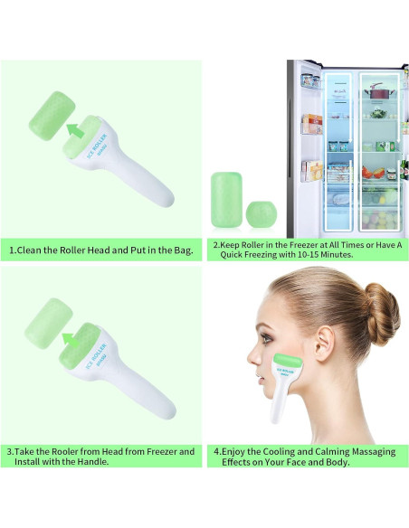 Rodillo de Hielo Facial 2 en 1 BFASU Verde - Masaje Relajante