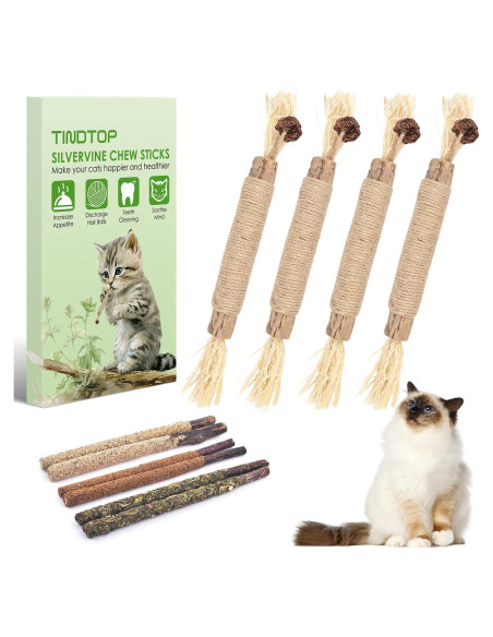 Palitos de Masticar Silvervine TINDTOP - Paquete de 10 para Gatos Palitos de Masticar Silvervine TINDTOP - Paquete de 10 para Gatos