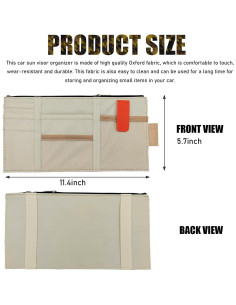 Organizador de Visera de Coche Gasedin Beige con Múltiples Bolsillos 2